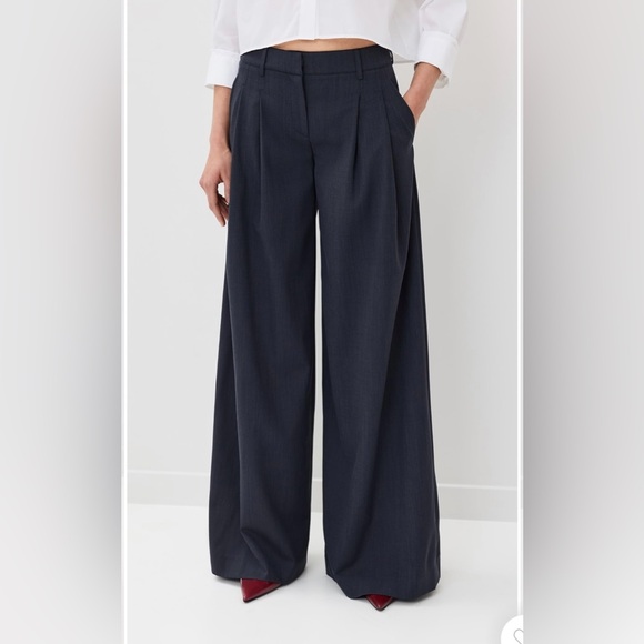 TWP navy pinstriped Didi pleated pants size 6 - Picture 1 of 6